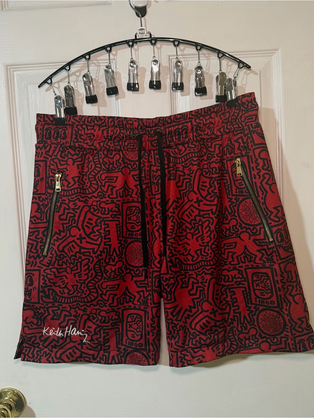 Keith Haring x Shoe Palace Red Graphic Print Drawstring Shorts